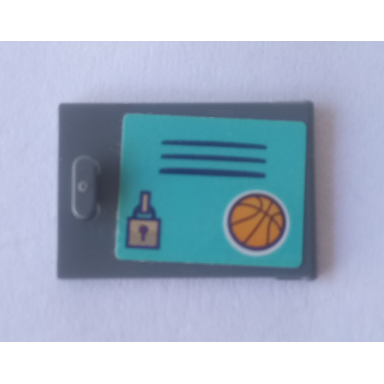 dark bluish gray container cupboard 2 x 3 x 2 door with lock backetball and locker vents on medium azure background pattern sticker - set 41312