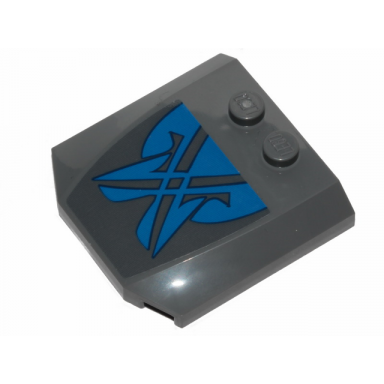 dark bluish gray wedge 4 x 4 x 2 3 triple curved with blue markings with black outline pattern sticker - set 75258