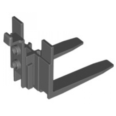 dark bluish gray vehicle forklift wide forks reinforced with rubber belt holder