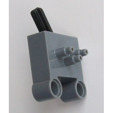 dark bluish gray pneumatic switch with pin holes and stepped outlets