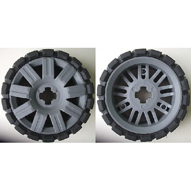 dark bluish gray wheel 72 x 34 with black tire 94 x 40 balloon offset tread