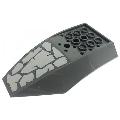dark bluish gray cockpit 10 x 6 x 2 curved with light bluish gray stones pattern sticker - set 71720