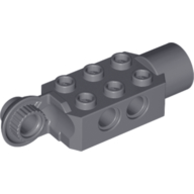 dark bluish gray technic brick modified 2 x 3 with pin holes rotation joint ball half vertical and rotation joint socket
