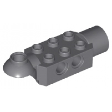 dark bluish gray technic brick modified 2 x 3 with pin holes rotation joint ball half horizontal and rotation joint socket