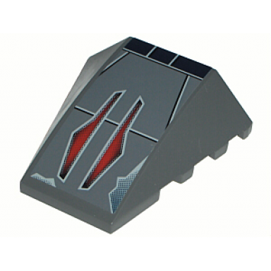 dark bluish gray wedge 4 x 4 triple curved no studs with two red arrows on dark bluish gray background pattern sticker - sets 7256 7283
