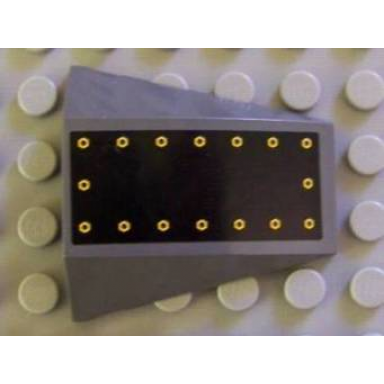 dark bluish gray wedge 4 x 4 triple curved no studs with black cover and yellow bolts pattern sticker - set 7782