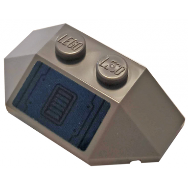dark bluish gray wedge 2 x 4 triple with dark blue hull plate with vent pattern sticker - set 76144