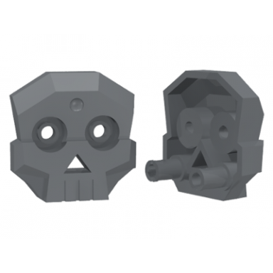 dark bluish gray rock skull 1 x 4 x 3 relief with two pins
