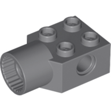 dark bluish gray technic brick modified 2 x 2 with pin hole and rotation joint socket