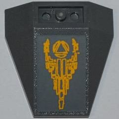 dark bluish gray wedge 4 x 4 triple inverted with connections between 2 studs with atlantis logo and stones pattern sticker - set 8078