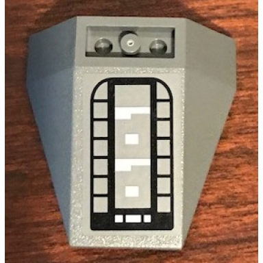 dark bluish gray wedge 4 x 4 triple inverted with connections between 2 studs with sw b-wing underside exhaust pattern sticker - set 75050