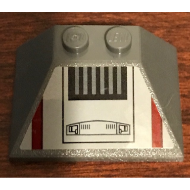 dark bluish gray slope 45 3 x 4 double 33 with sw machinery and thick dark red stripes pattern sticker - set 75158