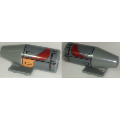 dark bluish gray engine smooth large 2 x 2 thin top plate with air intakes and outlets on yellow and dark red pattern model top sticker - set 75173