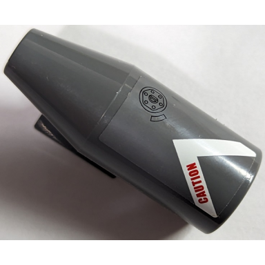 dark bluish gray engine smooth large 2 x 2 thin top plate with white v-shaped stripe caution and filler cap pattern model left side sticker - set 60010