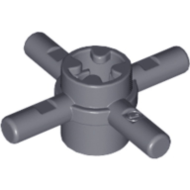dark bluish gray technic axle connector hub with 4 bars and pin hole
