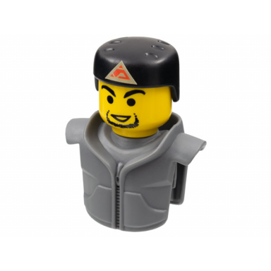 dark bluish gray sports promo figure torso and head assembly mcdonalds set 7 7921 with dark tan and red triangle pattern sticker - set 7921