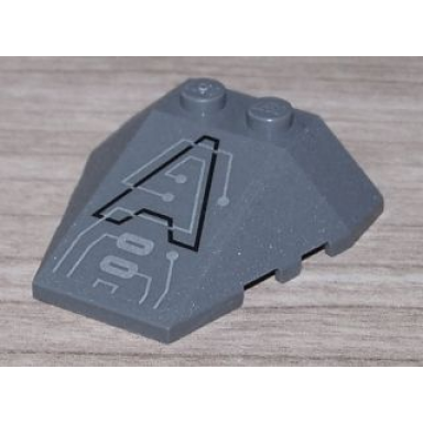 dark bluish gray wedge 4 x 4 triple with stud notches with exo-force circuitry pattern sticker - set 7705