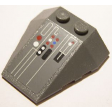 dark bluish gray wedge 4 x 4 triple with stud notches with control panel pattern sticker - set 10240