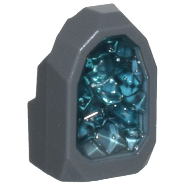 rock 1 x 1 geode with molded glitter trans-light blue crystals pattern