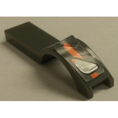 dark bluish gray vehicle mudguard 1 x 4 1 2 with headlight and orange stripe pattern model right side sticker - set 8154