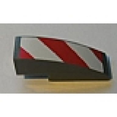 dark bluish gray slope curved 3 x 1 with red and white danger stripes pattern model right side sticker - sets 7208 7630 7633 7936
