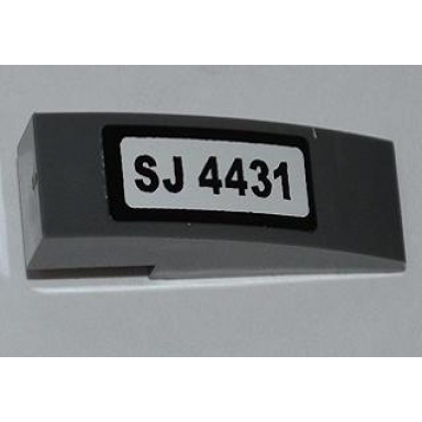 dark bluish gray slope curved 3 x 1 with sj 4431 on white background pattern sticker - set 4431