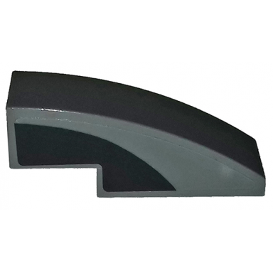 dark bluish gray slope curved 3 x 1 with curved black window area on dark bluish gray background pattern model left side sticker - set 75877