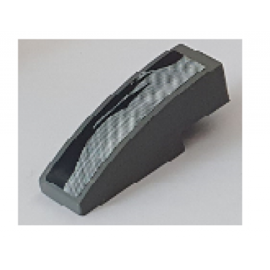 dark bluish gray slope curved 3 x 1 with black and gray swirl pattern model front right side sticker - set 8161