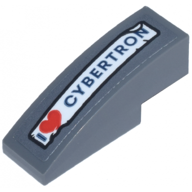 dark bluish gray slope curved 3 x 1 with red and dark blue i heart cybertron on white bumper sticker pattern sticker - set 10338