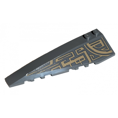 dark bluish gray wedge 10 x 3 left with dark tan quarter circle tribal pattern sticker - set 75186