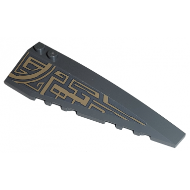 dark bluish gray wedge 10 x 3 right with dark tan quarter circle tribal pattern sticker - set 75186