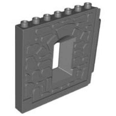 dark bluish gray duplo wall 1 x 8 x 6 hinge on right with window opening - castle