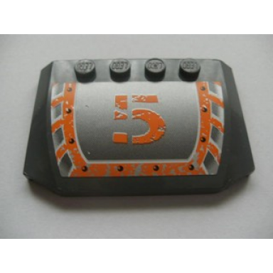 dark bluish gray wedge 4 x 6 x 2 3 triple curved with orange 5 pattern sticker - set 8137