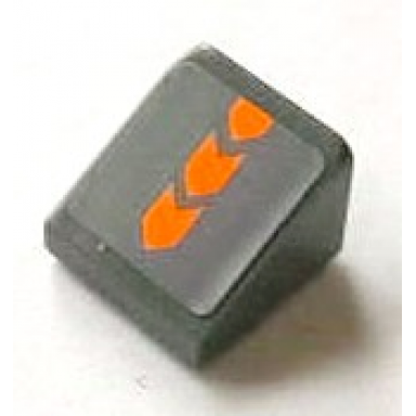dark bluish gray slope 30 1 x 1 x 2 3 with orange arrows pattern sticker - set 8154
