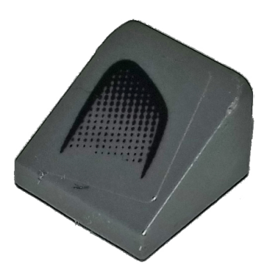 dark bluish gray slope 30 1 x 1 x 2 3â with black air intake on dark bluish gray background pattern model left side stickerâ - set 75877
