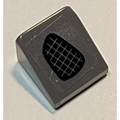 dark bluish gray slope 30 1 x 1 x 2 3 with black grille pattern model left side sticker - set 75877