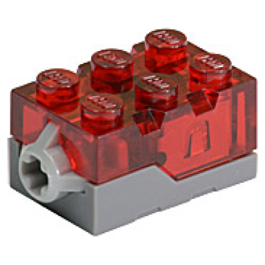 dark bluish gray electric light brick 2 x 3 x 1 1 3 with trans-red top and red led light