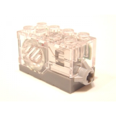 dark bluish gray electric sound brick 2 x 4 x 2 with trans-clear top and revving motor sound