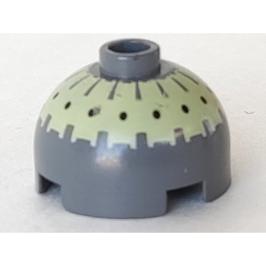 dark bluish gray brick round 2 x 2 dome top with black spots on bright light yellow pattern buzz droid