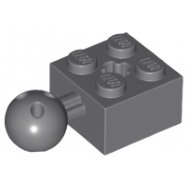 dark bluish gray technic brick modified 2 x 2 with ball joint and axle hole with 6 holes in ball