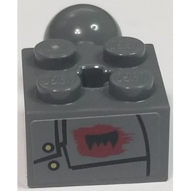 dark bluish gray technic brick modified 2 x 2 with ball and axle hole with black fang and bolted plates pattern model left side sticker - set 70012-2