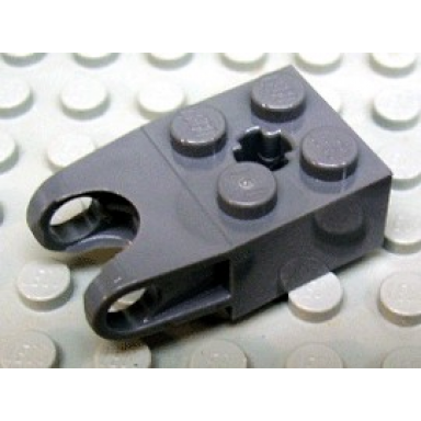 dark bluish gray technic brick modified 2 x 2 with ball socket and axle hole - angled forks with round ends and open sides