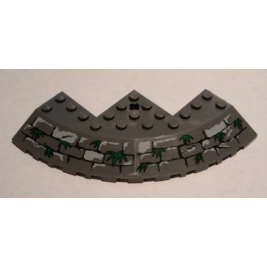 dark bluish gray brick round corner 10 x 10 with slope 33 edge axle hole facet cutout with bricks and grass pattern stickers - set 7623