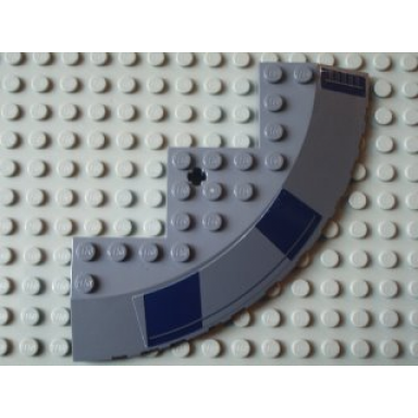dark bluish gray brick round corner 10 x 10 with slope 33 edge axle hole facet cutout with dark blue rectangles pattern model left side stickers - set 8016