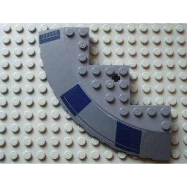 dark bluish gray brick round corner 10 x 10 with slope 33 edge axle hole facet cutout with dark blue rectangles pattern model right side stickers - set 8016