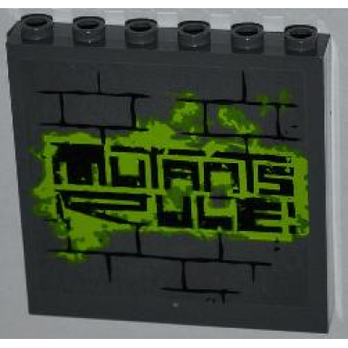 dark bluish gray panel 1 x 6 x 5 with graffiti tag mutants rule! on brick wall pattern sticker - set 79103