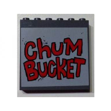 dark bluish gray panel 1 x 6 x 5 with red chum bucket pattern sticker - set 4981