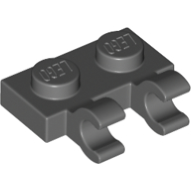 dark bluish gray plate modified 1 x 2 with 2 open o clips horizontal grip