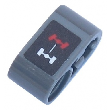 dark bluish gray technic liftarm thick 1 x 2 - axle hole with front axle steering symbol pattern sticker - set 42054