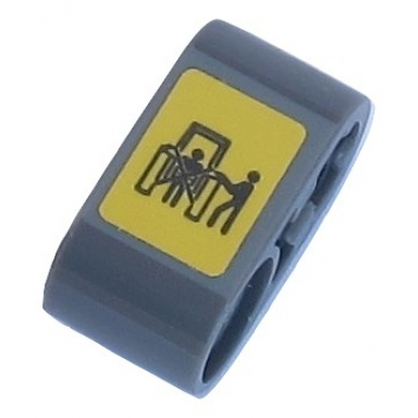 dark bluish gray technic liftarm thick 1 x 2 - axle hole with warning sign 1 pattern sticker - set 42054
